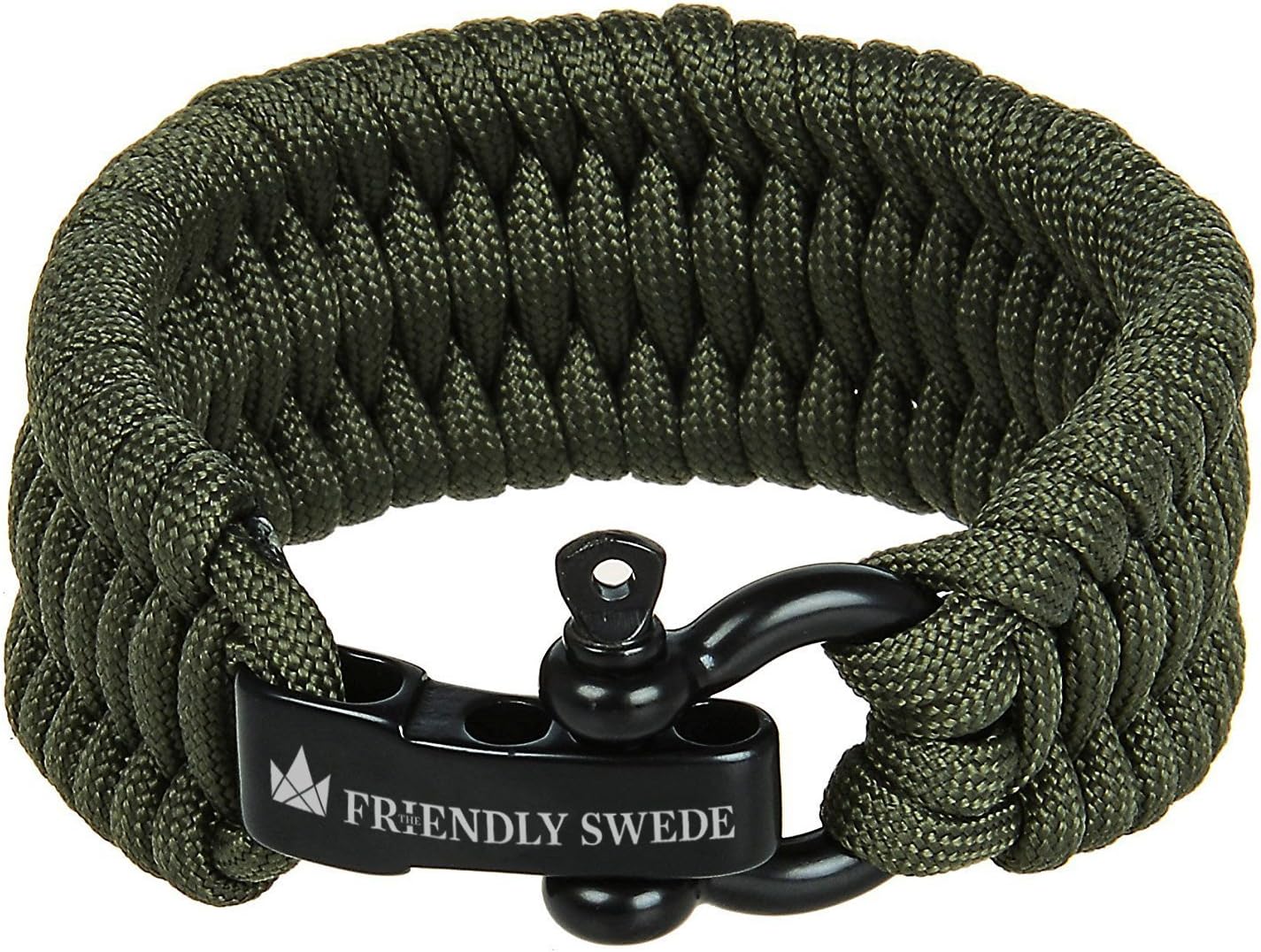 The Friendly Swede Trilobite Extra Beefy 550 lb Paracord Survival Bracelet with Stainless Steel Black Bow Shackle, Available in 3 Adjustable Sizes : Sports & Outdoors