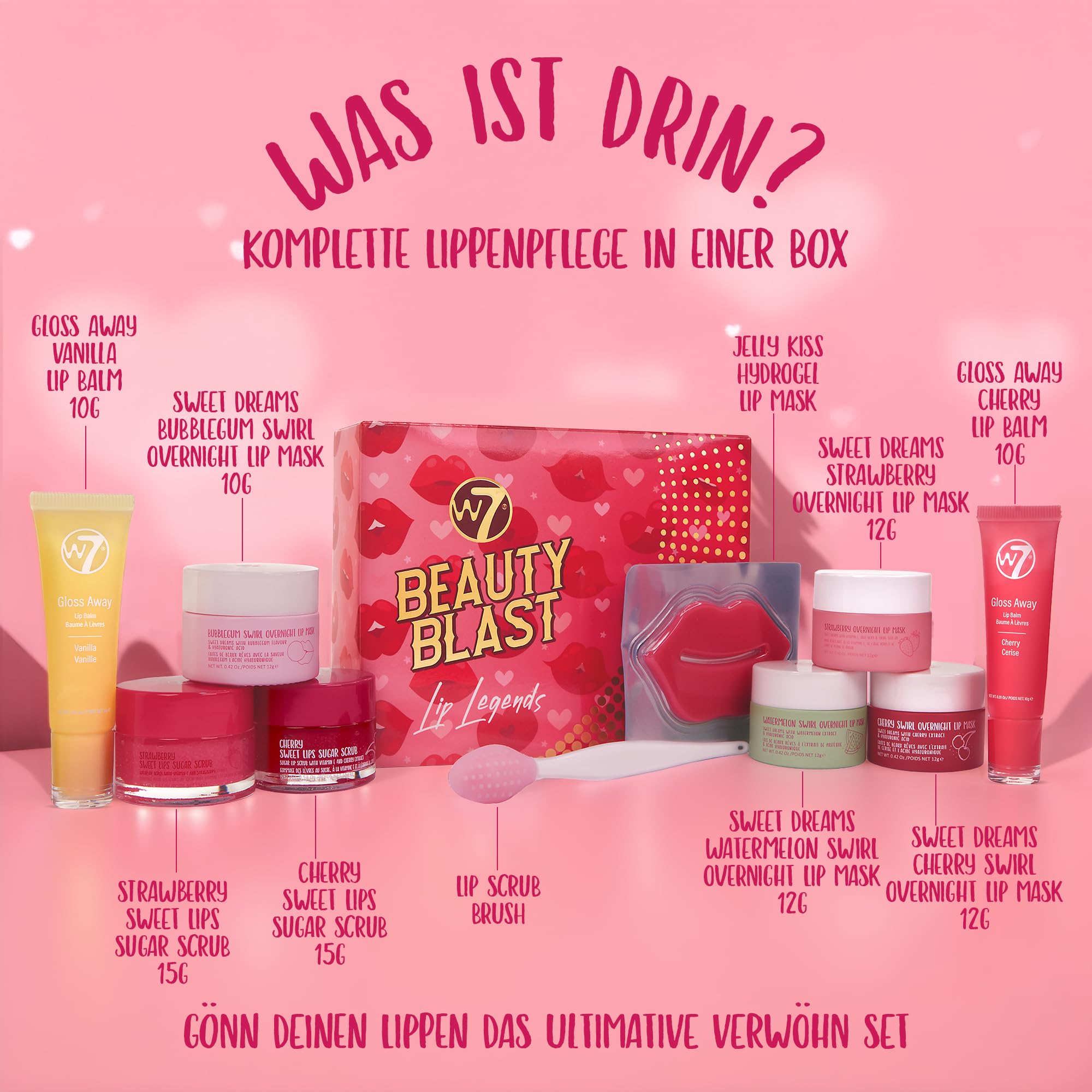 W7 Beauty Blast Lip Legends Sweet Dreams Geschenkset – Lippenpflege Box mit Lippen Maske, Sugar Scrub & Balm – Exklusive Sweet Dreams Flavours 2