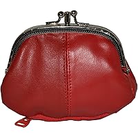 Amazon.com: Women's Leather Metal Frame Double Clasp Zipper