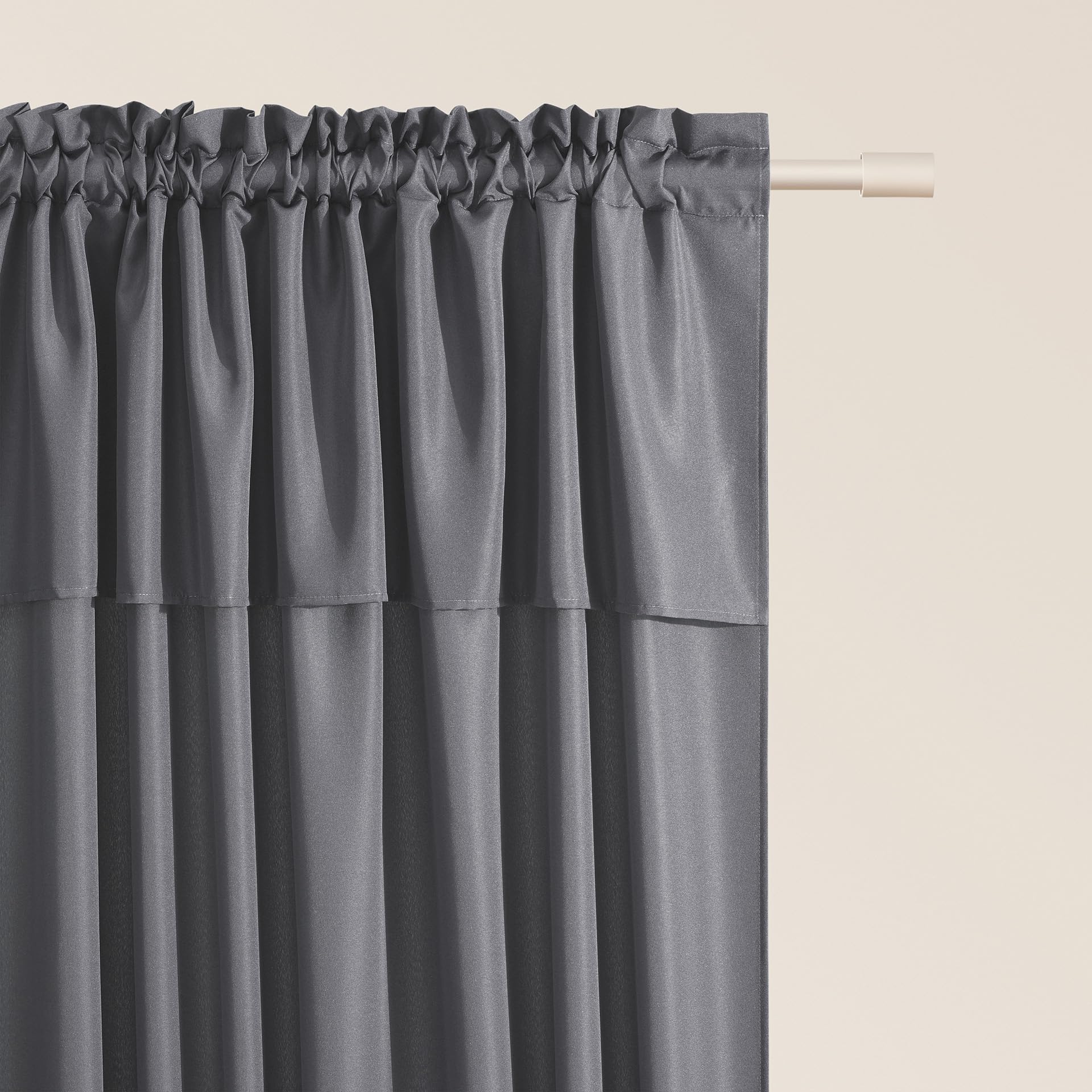 ROOM99 Mia Curtain with Ruffle Tape, 140 x 280 cm, Width x Height Sliding Curtains, Modern Curtain, Living Room, Bedroom, Dark Grey, Pack of 1