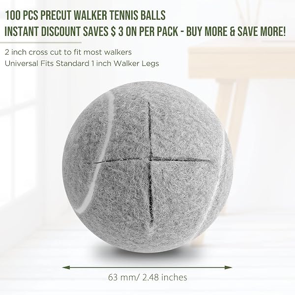 MACARRIE 100 PCS PRECUT TENNIS BALLS BULK FOR FURNITURE LEGS TENNIS BALL CHAIR FOOT COVERS FOR FLOOR PROTECTION BALL DESK LEG COVERINGS(GRAY)