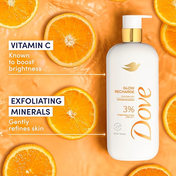 DOVE SERUM BODY WASH GLOW RECHARGE ILLUMINATES & EXFOLIATES SKIN WITH BRIGHTENING VITAMIN C SERUM 18.5 FL OZ