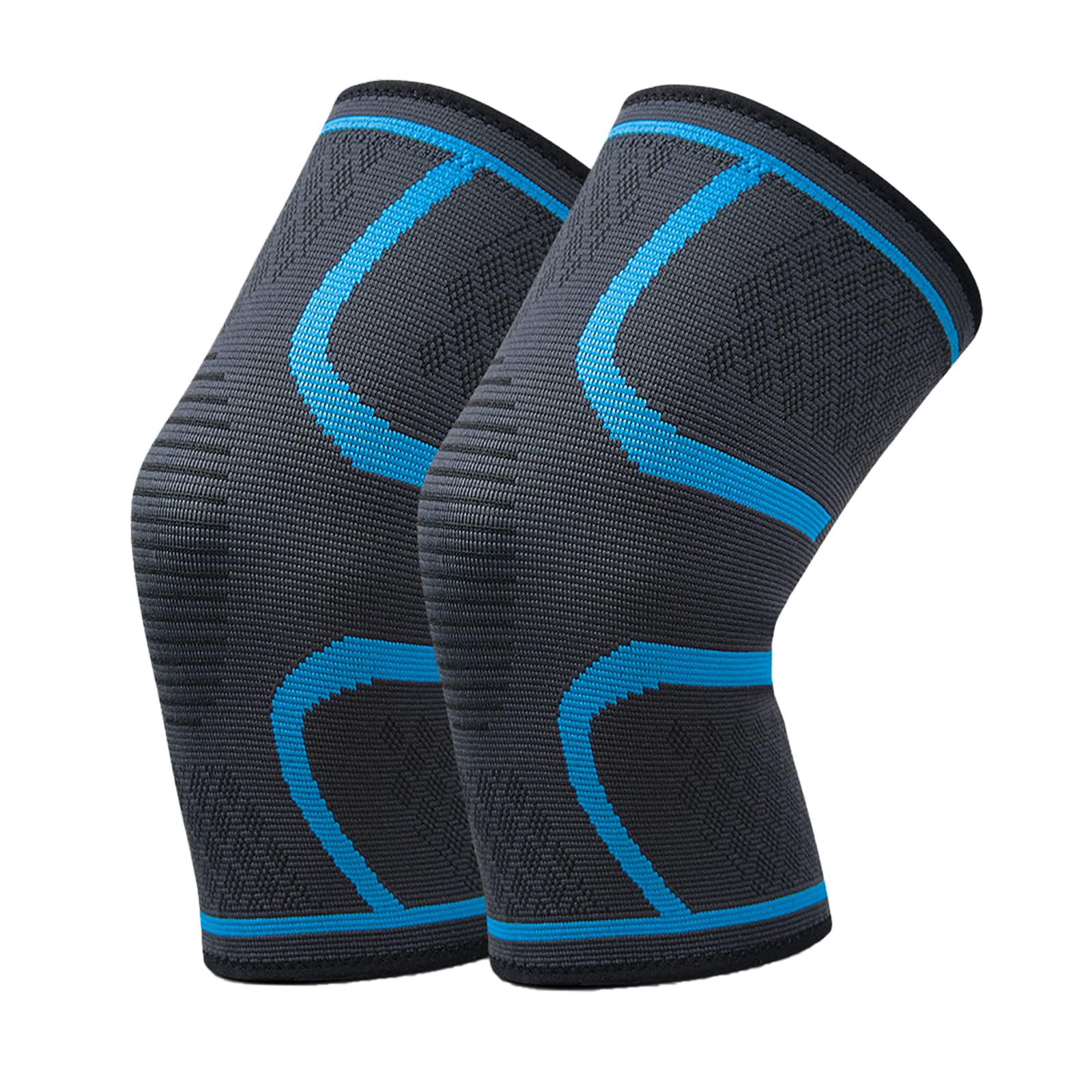 SONGQEE Knee Brace Support 2 Pack, Compression Knee Sleeves for Men Women, Professional Elastic Knee Pads for Joint Pain Relief, Arthritis, Injury Rehabilitation, Weight Lifting, Running, Sports(L)