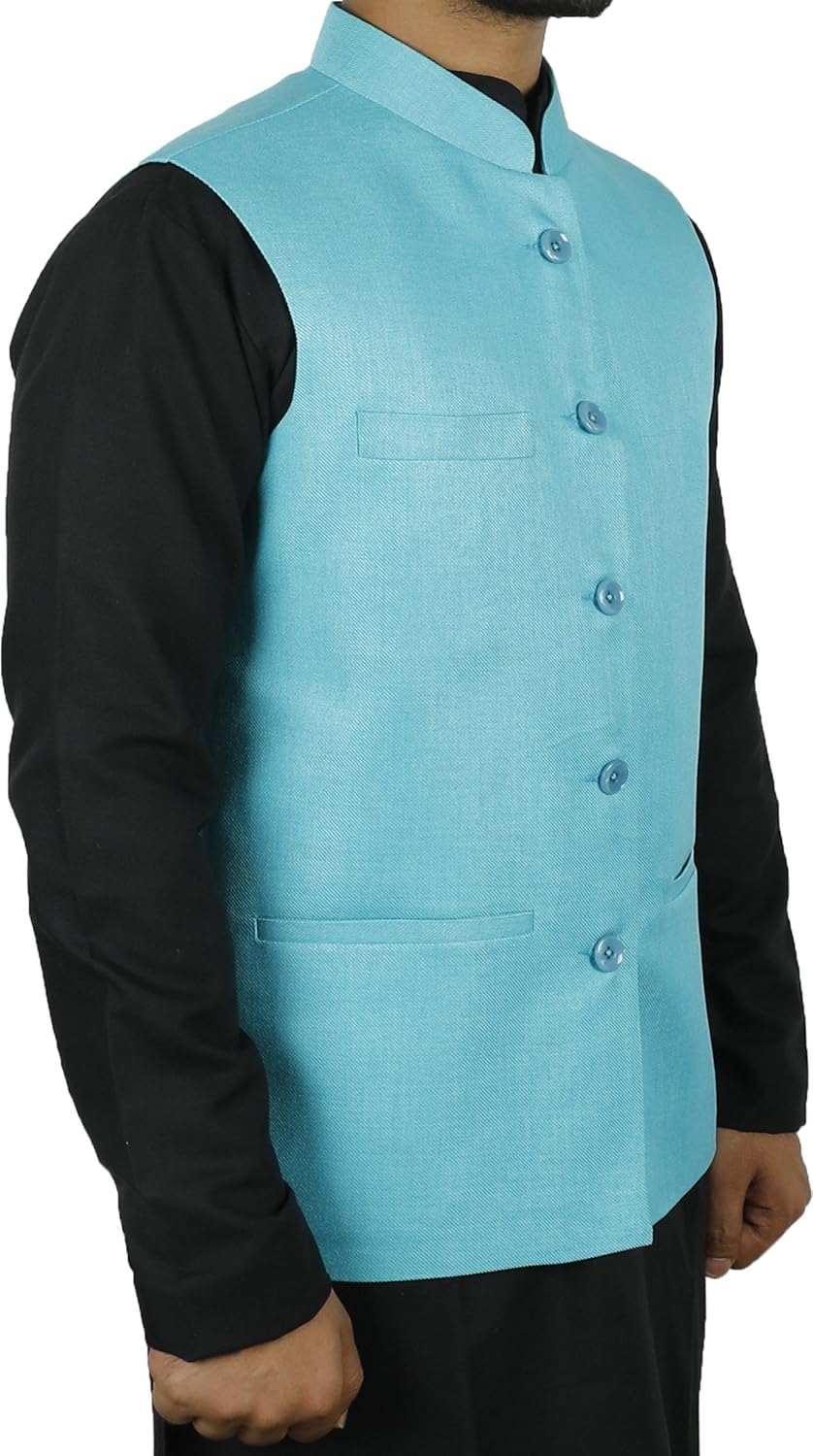 larainbow mens bandhgala modi jacket-blue2