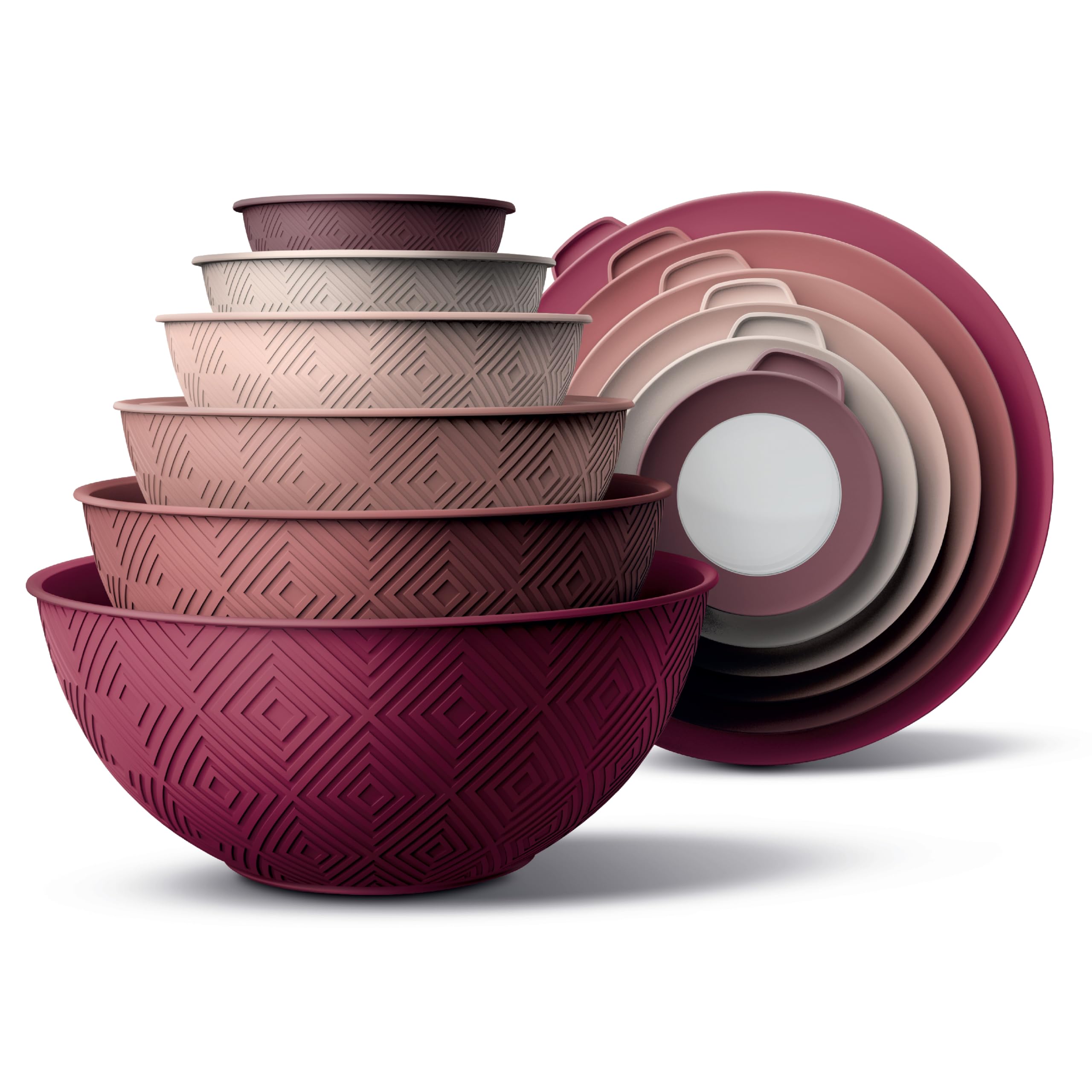 COOK WITH COLOR Mixing Bowls with Lids - 12 Piece Plastic Nesting Bowls Set includes 6 Prep Bowls and 6 Lids, Microwave Safe