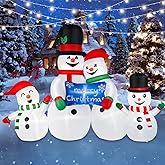 BRDJade 8FT Long Christmas Inflatables Snowman Outdoor Decorations, Christmas Blow Up Snowman Family Inflatable Christmas Decorations Built-in LEDs for Xmas Holiday Party Outdoor Garden Yard Decor