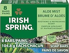 Irish Spring Aloe Mist Deodorant Bar Soap for Men, 12 Hour Fresh Deodorant Soap, 3.7 oz Bar (8 Pack)