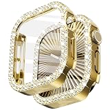Surace Bling Apple Watch Case with Screen Protector Compatible with Apple Watch Series 11 Series 10 42mm, Crystal Diamond Overall Protective Case Face Cover Bumper 42mm, Gold