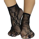 ToBeInStyle Women's Ruffled Sheer 100% Nylon Ankle High Lace Socks