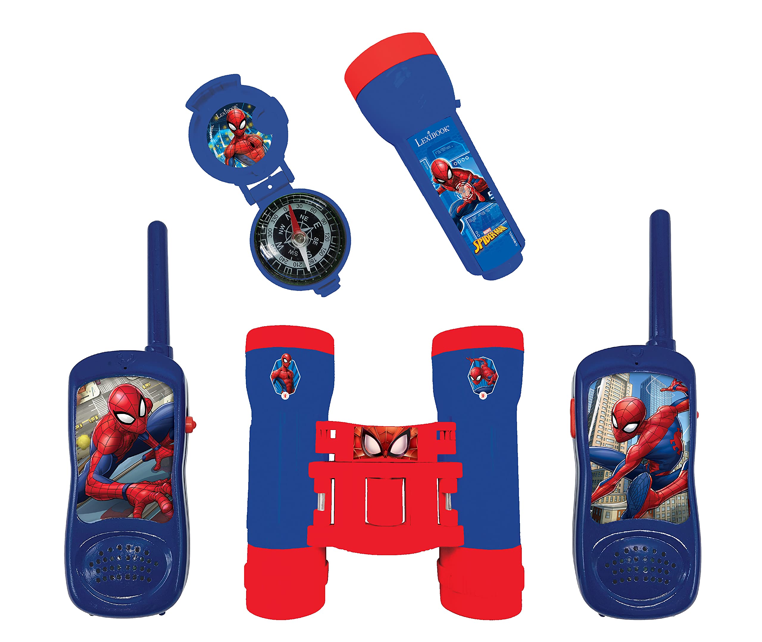 LEXIBOOK, Spider-Man, Adventurer Set for Children, Walkie-Talkies 120m, Binoculars, Compass, Torchlight, Blue/Red, RPTW12SP — image 1