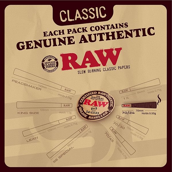 RAW CONES CLASSIC SINGLE SIZE 70/24 | 100 CONE PACK | SHORTER THAN 1 1/4 | MINI PREROLL TO ENJOY A QUICK SESH