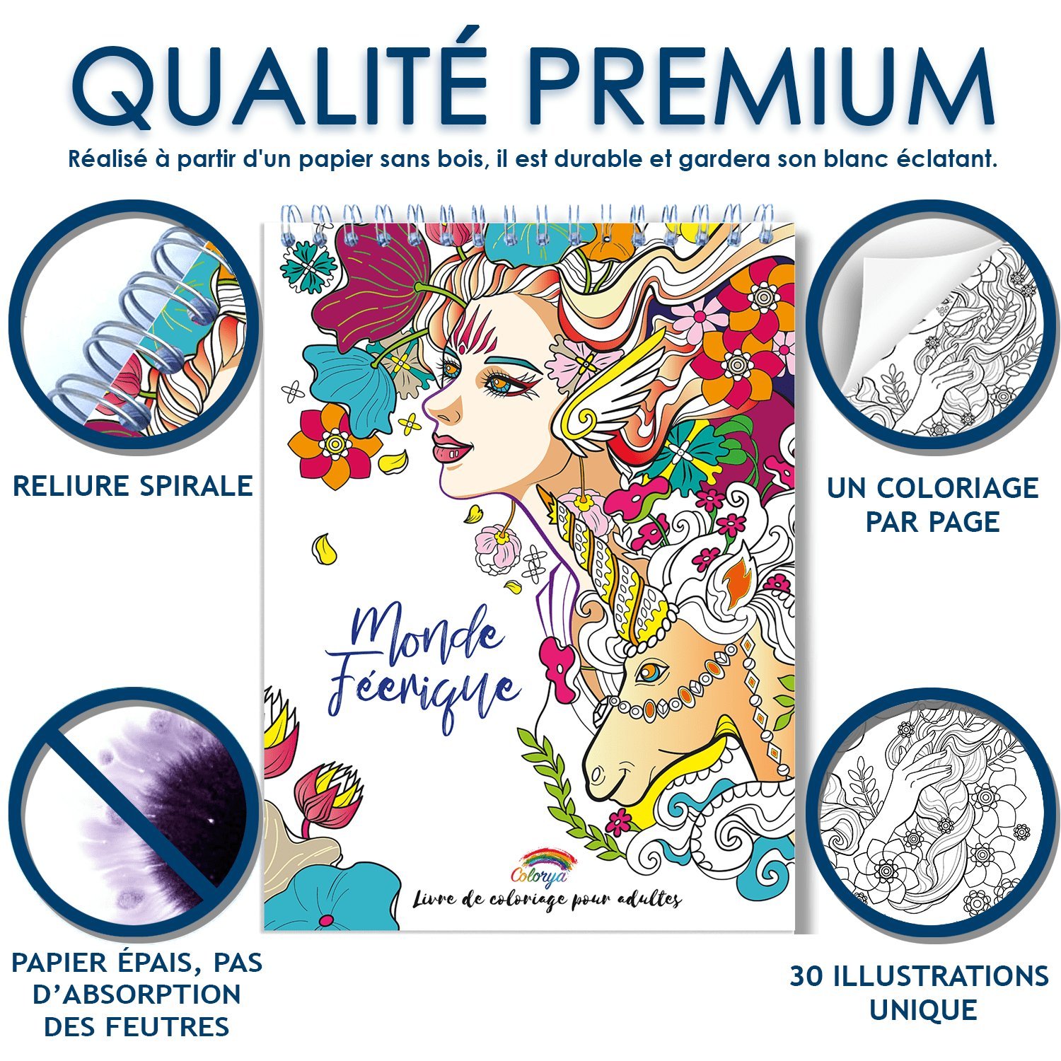 Coloriage Adulte Feerique Anti Stress Le Premier Cahier De Coloriage Pour Adulte A Spirale Et Papier Artiste Par Colorya Colorya Amazon Fr Livres