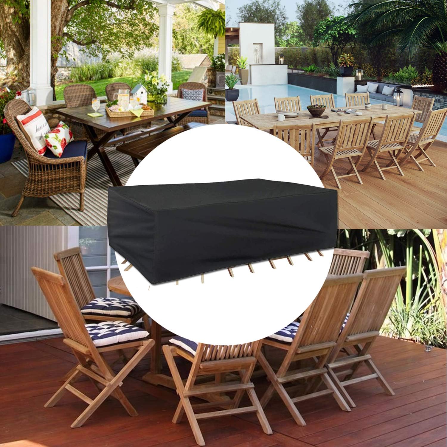 SARCCH Patio Furniture Cover, Outdoor Sectional Furniture Set Covers, Table Chair Sofa Covers, Durable and Convenient, Waterproof Snow Dust Wind Proof，Anti-UV Fits to 6-8 Seat (83''x52''x29'') : Garden & Outdoor