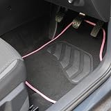 Sakura Pastel Black Carpet Floor Mats Pink Trim Full Set 4 Universal Fit view 3