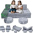 MeMoreCool Glow-in-The-Dark Dog Pattern Kids Play Couch, 8-Piece Modular Fold-Out Toddler Sofa for Playroom Fun