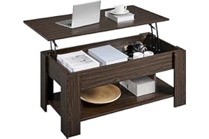 Yaheetech Coffee Table, Lift Top Coffee Table with Storage, Center Table with Hidden Compartment and Storage Shelf, Lift Up D
