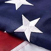 Flagolden Embroidered American Flag 3x5 Feet for Outside, Heavy Duty US America Flags with 2 Brass Grommets, Polyester USA United Flag Outdoor Long Time Use