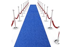 Shihanee Sequin Aisle Runner for Wedding Glitter Rug with Carpet Tape Sparkly Prom Outdoor Floor Birthday Carpet Runner for Ceremony Event Graduation Party(2 x 15 ft,Blue)