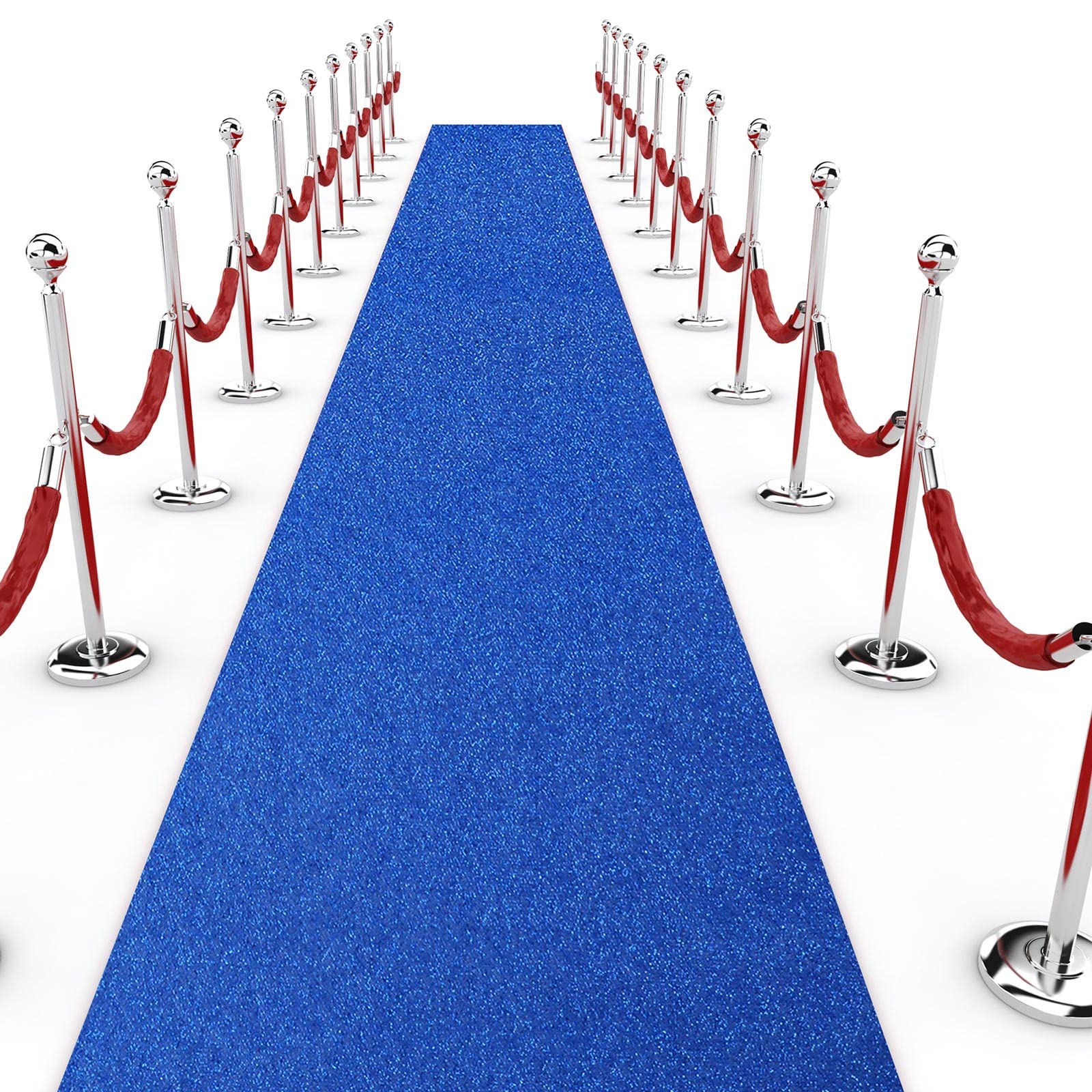 Photo 1 of Shihanee Sequin Aisle Runner for Wedding Glitter Wedding Rug Runner with Carpet Tape Sparkly Prom Outdoor Floor Carpet Runner for Ceremony Event Halloween Christmas New Year Party(2 x 15 ft,Blue)