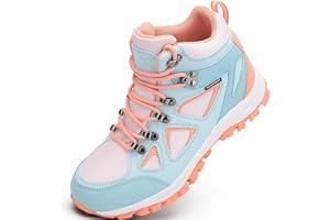 R CORD Kids Hiking Boots Waterproof Durable TPR Traction Outsole Anti-Skid Athletic Lace Up Hiking Shoes for Outdoor Adventure