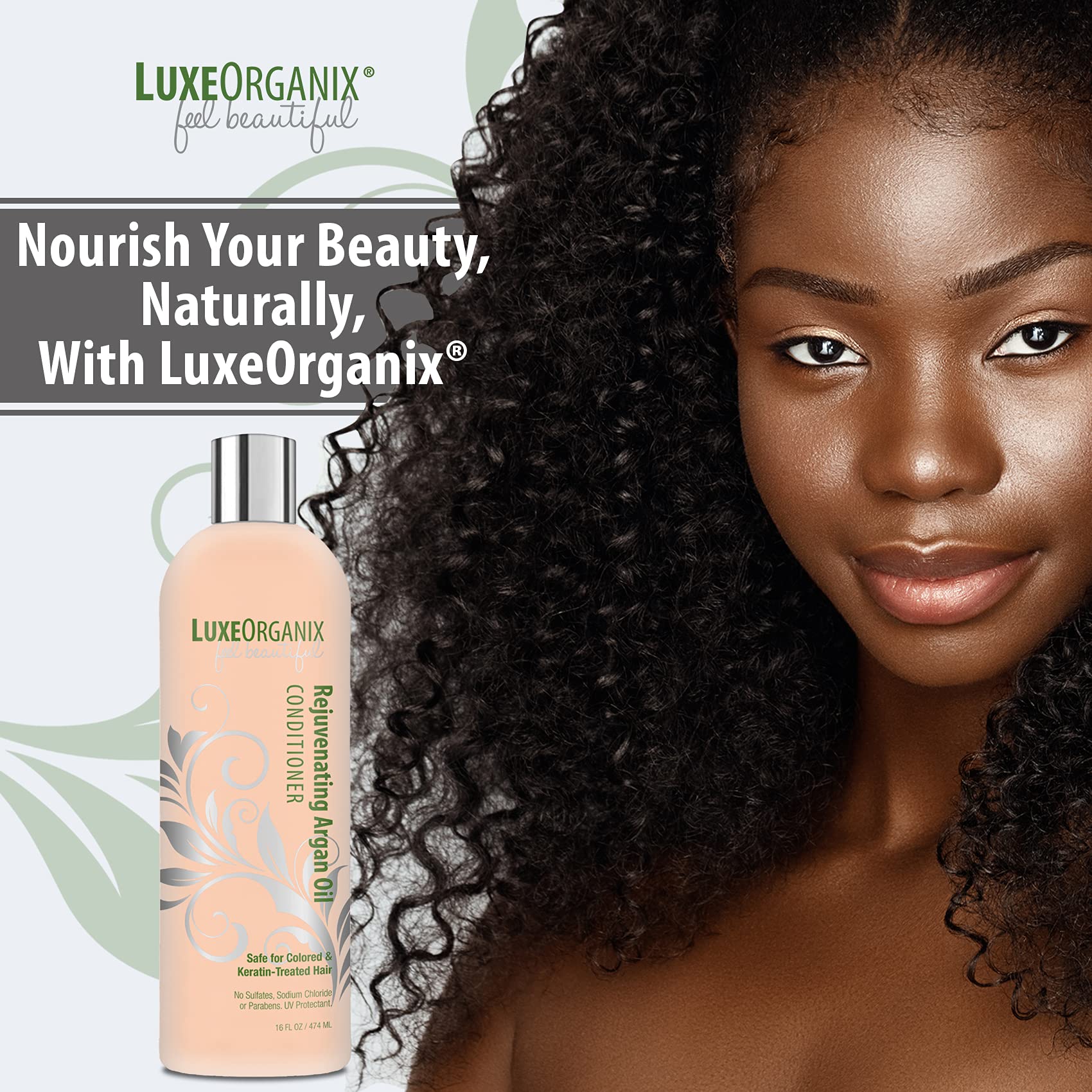 LuxeOrganix Moroccan Argan Oil Conditioner - SLS Sulfate Free, Keratin & Color Safe - Solon Grade Moisturizing Anti-Frizz Formula (16 oz Single Conditioner)