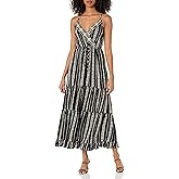 Angie Womens Angie Women's V Neck Maxi Dress Wih Emb