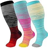 cerpite Plus Size Compression Socks Wide Calf for Women & Men 20-30 mmhg-Extra Wide Calf Knee High Support Socks for Nurse