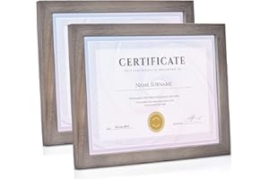 Emfogo Picture Frames 8.5 x 11 Certificate Frames Diploma Frame with Stand Rustic Wood Document Frames with High Definition Glass for Wall or Tabletop Display Set of 2 Weathered Grey