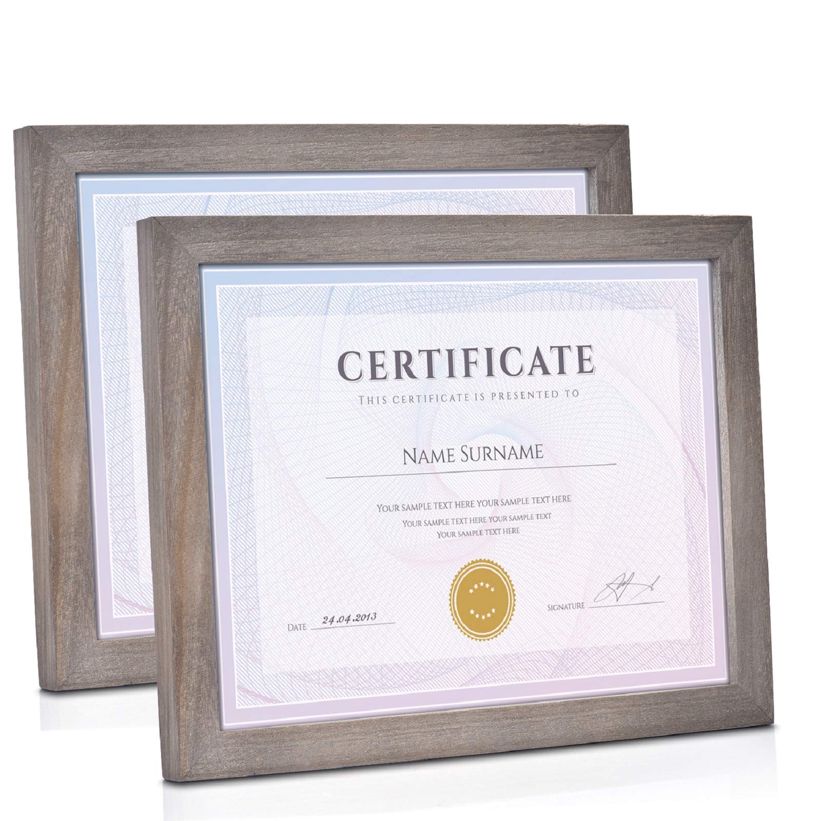 Photo 1 of Emfogo Picture Frames 8.5 x 11 Certificate Frames Diploma Frame with Stand Rustic Wood Document Frames with High Definition Glass for Wall or Tabletop Display Set of 2 Weathered Grey