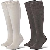 LEVSOX Thick Merino Wool Compression Socks for Women and Men 20-30mmHg Knee High Support Socks for Flying Nurses Pregnancy