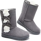 BENPAO Snow Boots For Women Winter Mid-calf Boots Fashion Suede Black Warm Fur Lined Booties