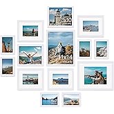 Vittanly 14 Pack Picture Frames Collage Wall Decor, Gallery Wall Frame Set with 2Pcs 11x14, 6Pcs 8x10 and 6Pcs 5x7 Photo Frames, Picture Frame Set for Wall Collage or Tabletop Display, White