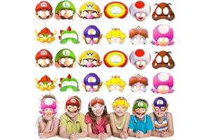 ALIREA Game Mask Birthday Party Supplies - 24 Pcs Hot Game Themed Paper Masks for Birthday Party Favors Decorations Cartoon Dress Up Mask Masquerade Cosplay Gifts for Boys Girls