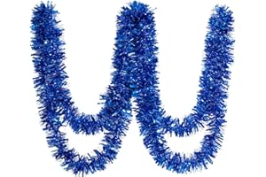 CHOONSHOW 26.2 Ft Tinsel Garland Decoration for Holiday Tree Walll Home Office Event, Christmas, Birthday, Weddings, Party Decorations, Fluffy Twist for All-Season Indoor Outdoor Events - Blue