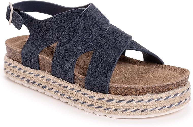 Amazon.com | MUK LUKS Women's Beach Bingo Sandal-Navy Wedge | Flats