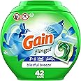 Gain flings Laundry Detergent Soap Pacs, HE Compatible, 42 Count, Long Lasting Scent, Blissful Breeze Scent