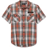 Harley-Davidson Men's Plaid Button Shirt, Block Font, Orange - 96738-25VM