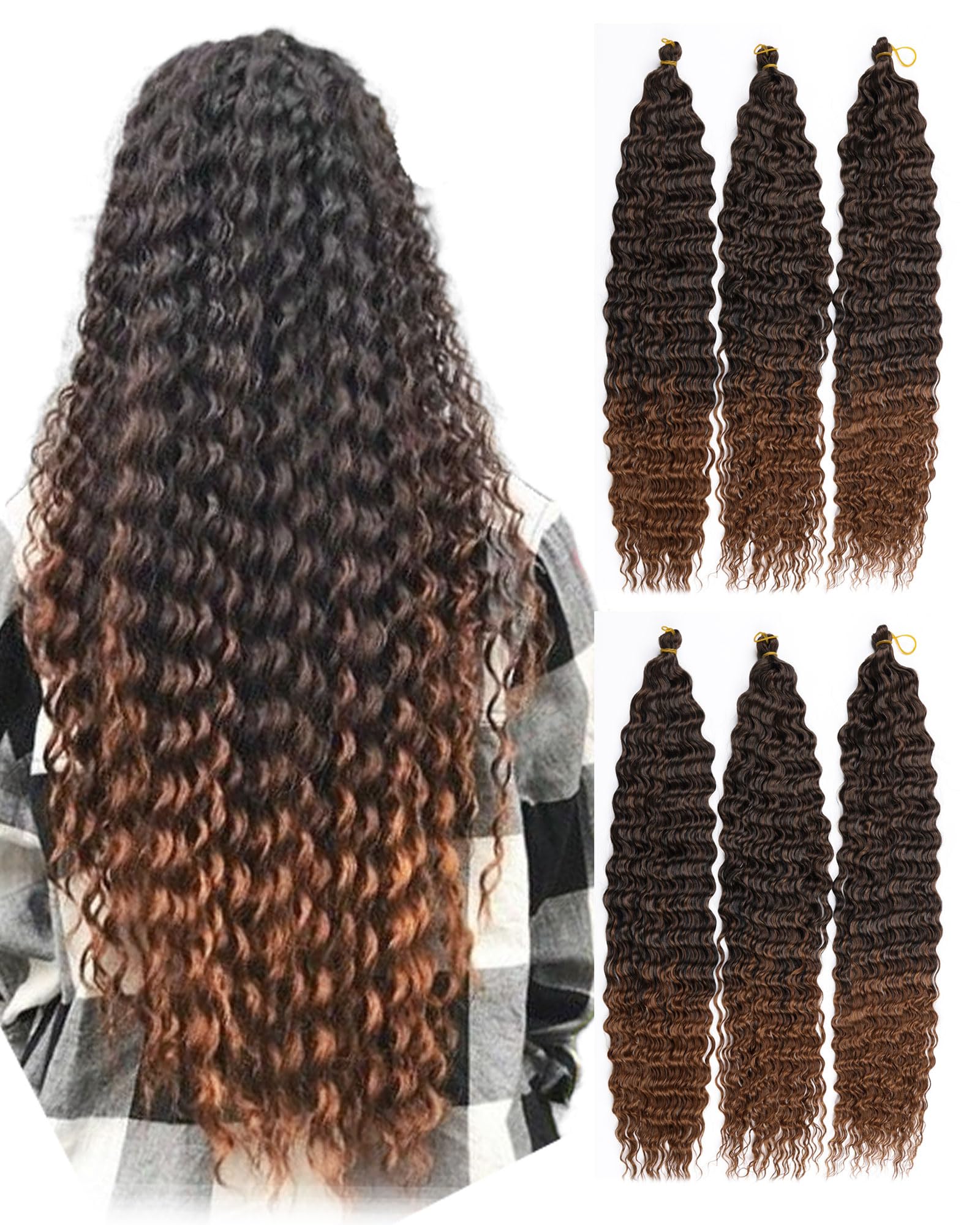 Water Wave Crochet Hair Curly Braiding Hair 24 Inch Ocean Wave Crochet ...