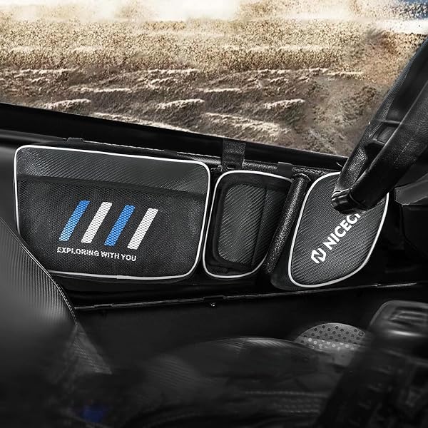 NICECNC WATERPROOF X3 SIDE DOOR BAGS BLUE WITH DOUBLE SIDE ANTI-IMPACT COTTON, COMPATIBLE WITH CAN AM MAVERICK X3 X MR/RS TURBO R 2017 2018 2019 2020 2021 2022 2023, SEE FITMENTS