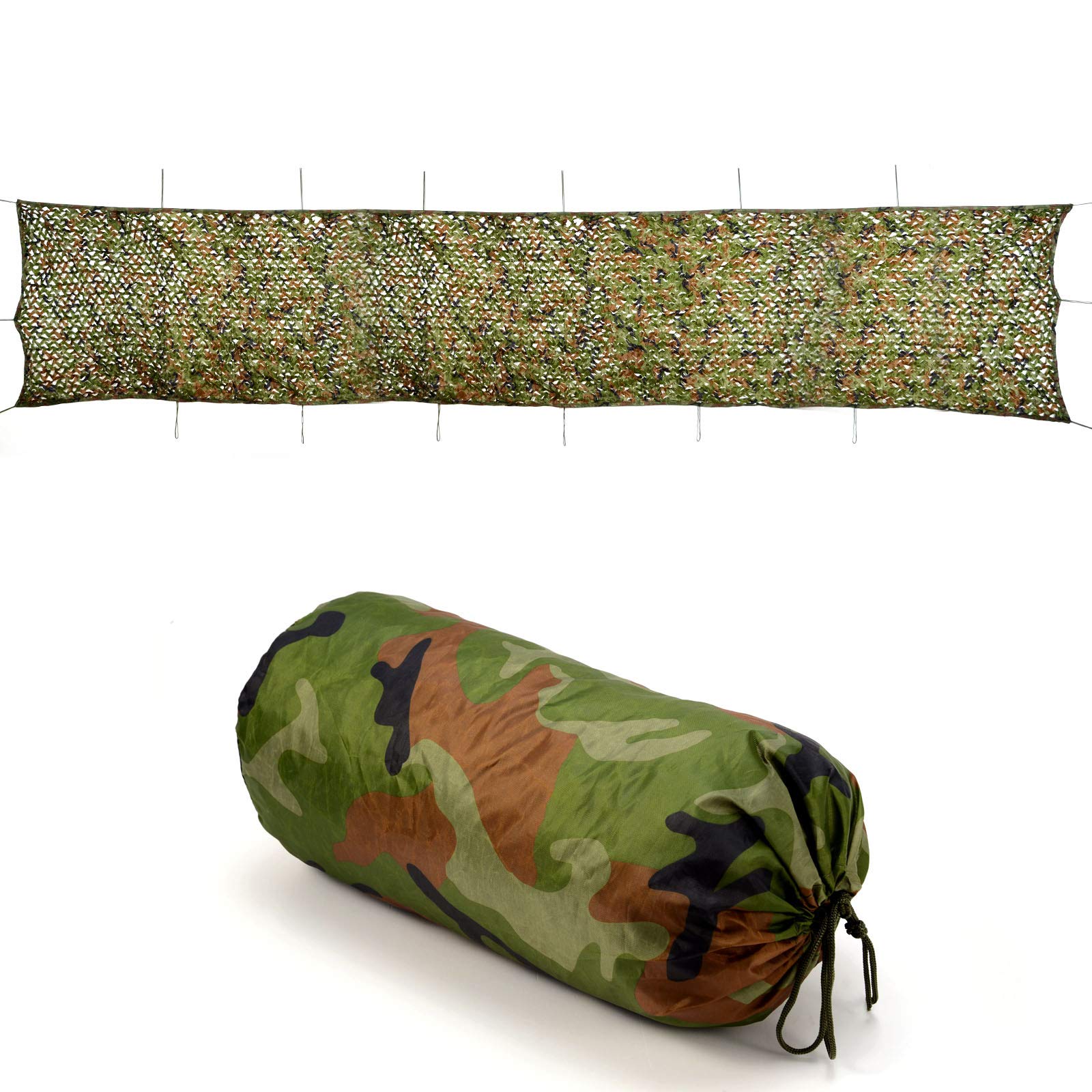 SurePromise Camouflage Netting Mesh Hunting Shooting Army Hide Den Camping Camo Net Cover with Storage Bag (5mx1.5m)