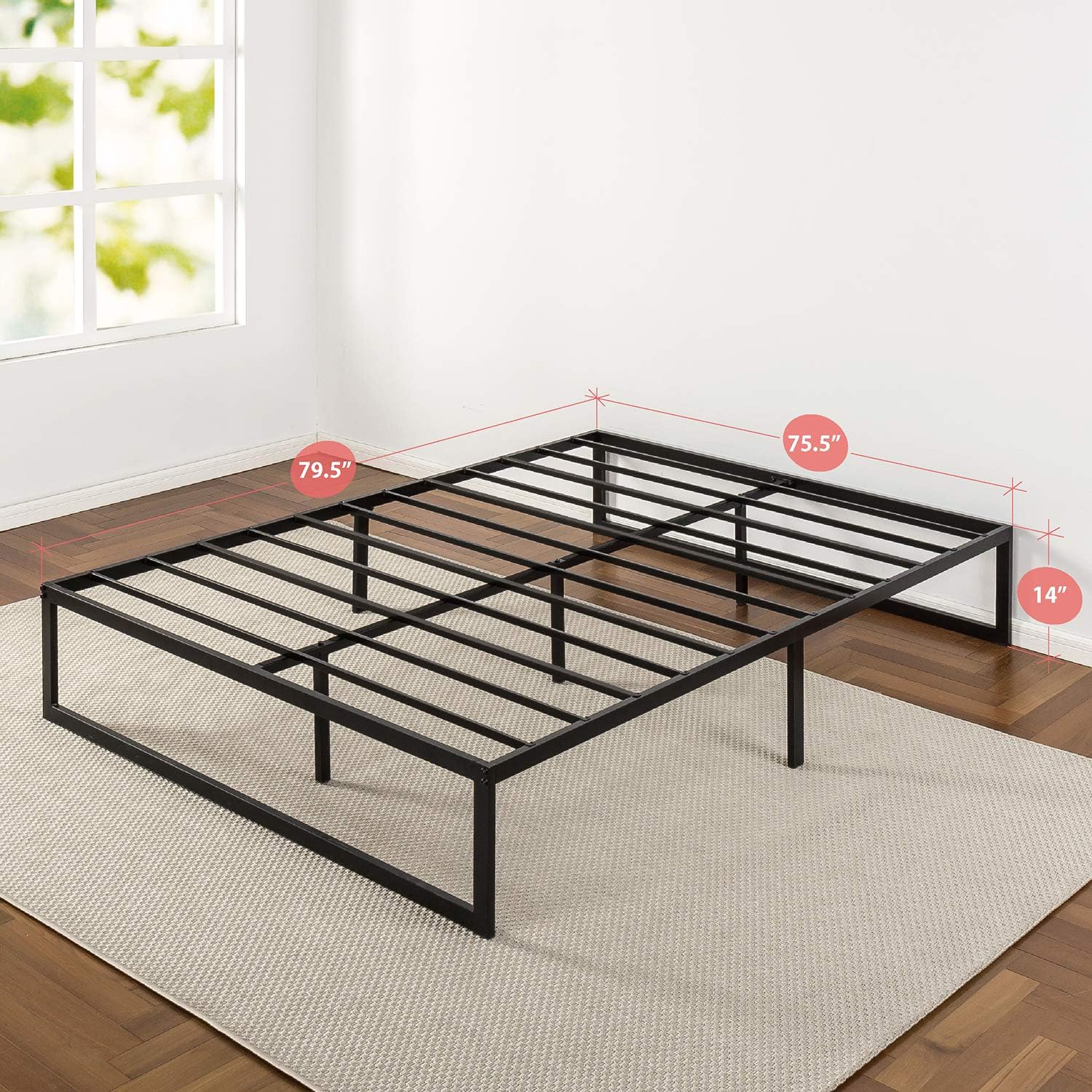Zinus Abel 14 Inch Metal Platform Bed Frame / Mattress Foundation / No Box Spring Needed / Steel Slat Support / Easy Quick Lock Assembly, King: Furniture & Decor