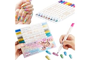 12 Colors Acrylic Paint Nail Art Pens Set,2MM Double-headed Nail Art Markers,Quick Dry Long-last Nail Art Polish Pens Fine Ti