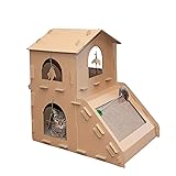 Furhaven Multi-Level Cardboard Cat House w/ Catnip