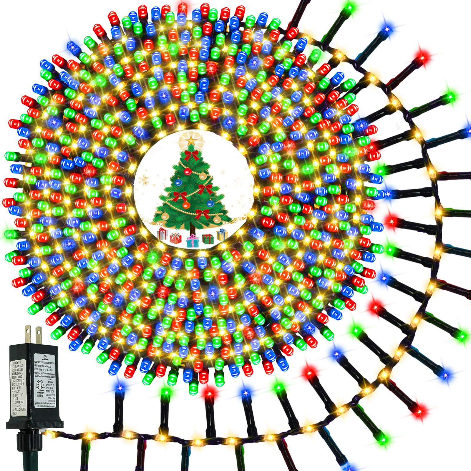 Photo 1 of 2025 New Christmas Cluster Lights 800LED with Flowing Twinkling, Firecracker Fairy Lights with 15 Modes & Timer, Waterproof Christmas String Lights for Indoor Outdoor Xmas Tree Party Garden Multicolor