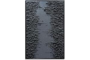SLYART Framed Black Canvas Wall Art, Modern Abstract Oil Paintings, Relief Texture Wall Art for Living Room Bedroom Wall Decor
