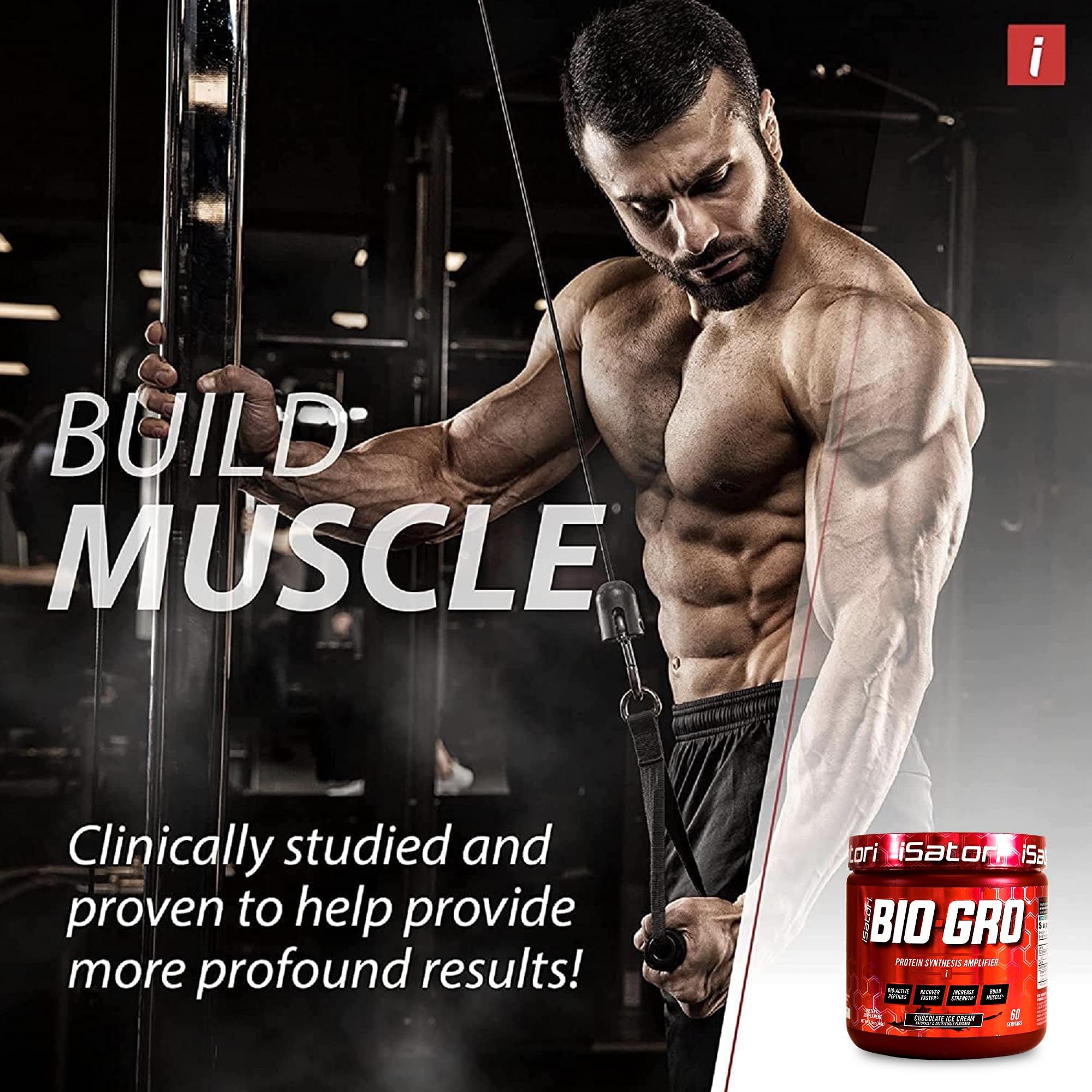 iSatori BIO-GRO Protein Synthesis Amplifier, for Muscle Recovery & Growth, Enhanced Stimulant Free Pre-Workout & Colostrum Supplement with Bio-Active Peptides- Chocolate Ice Cream (60 Servings)