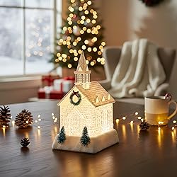 Christmas Lighted Church Water Lantern Snow Globe