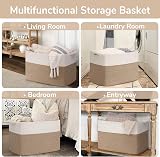 TIMEYARD 105L Extra Large Storage Basket Rectangular Cotton Rope White Brown view 4