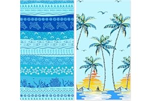 AIRENSKY Microfiber Sand Free Beach Towel 72"x36",Extra Large Lightweight Super Absorbent Thin Fast Drying Towels for Swimming Travel Camping Yoga Women Adults(Sea World+Coconut Trees)