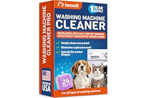 IWOOFI Washing Machine Cleaner Tablets for Pet Owners -Easily Removes Residue Grime Pets Odors and Hard Water Buildup–Formulated for Pet Owners - 24 Pack